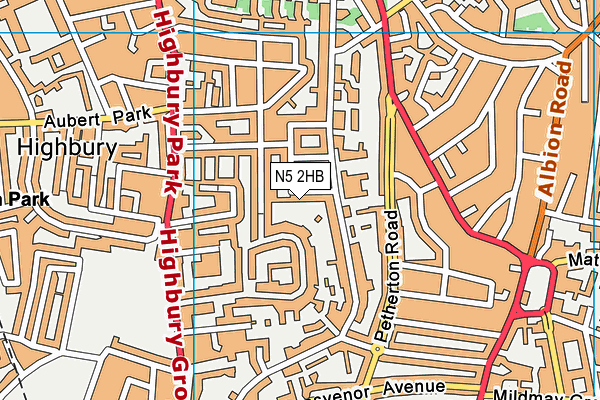 N5 2HB map - OS VectorMap District (Ordnance Survey)