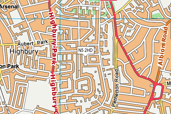 N5 2HD map - OS VectorMap District (Ordnance Survey)