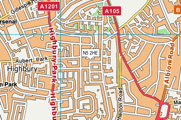 N5 2HE map - OS VectorMap District (Ordnance Survey)