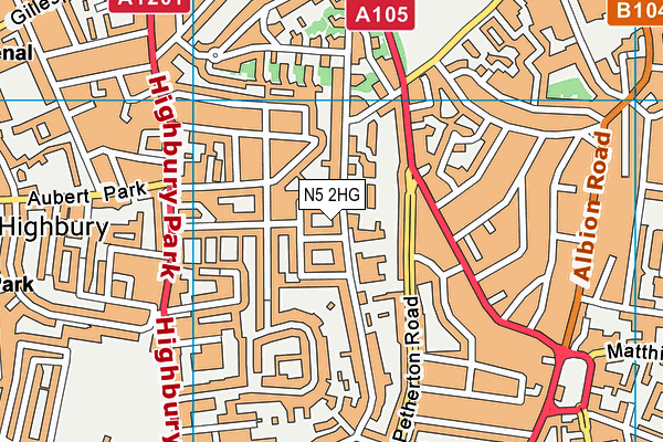 N5 2HG map - OS VectorMap District (Ordnance Survey)