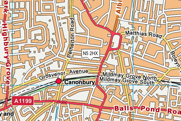 N5 2HX map - OS VectorMap District (Ordnance Survey)