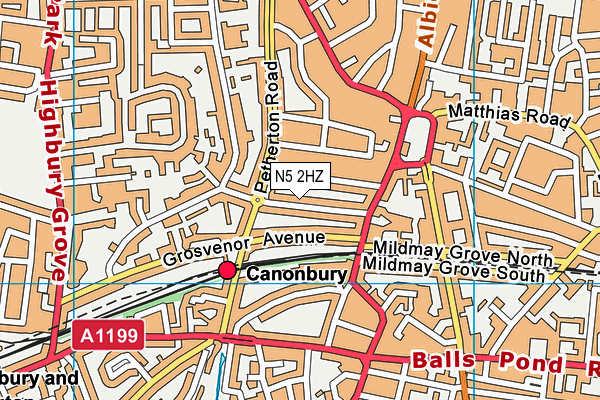 N5 2HZ map - OS VectorMap District (Ordnance Survey)