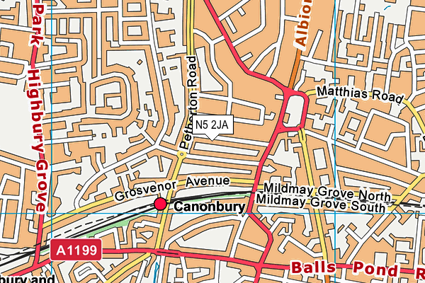 N5 2JA map - OS VectorMap District (Ordnance Survey)