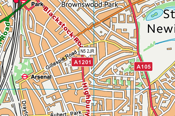 N5 2JR map - OS VectorMap District (Ordnance Survey)