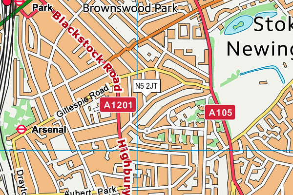N5 2JT map - OS VectorMap District (Ordnance Survey)