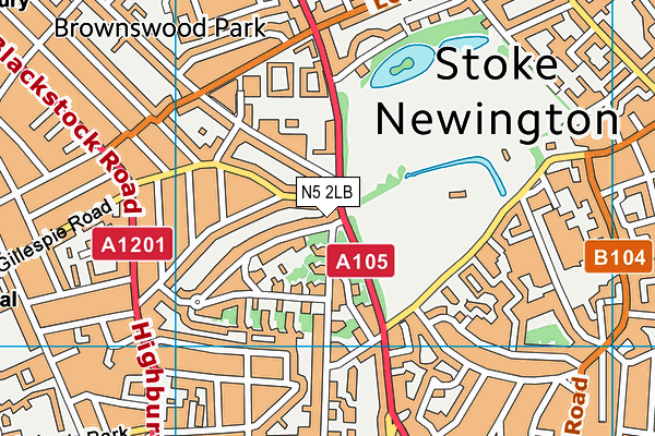 N5 2LB map - OS VectorMap District (Ordnance Survey)