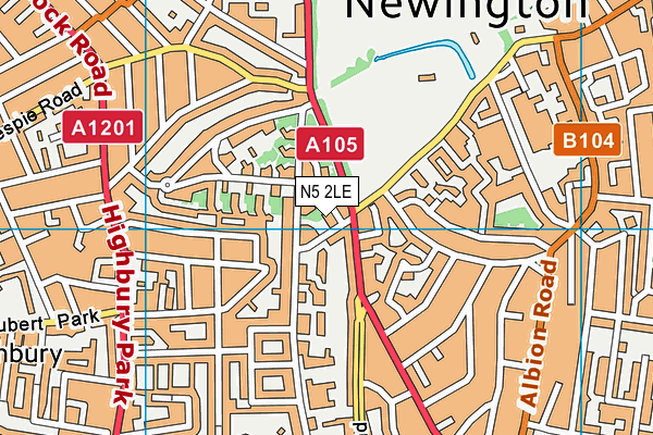 N5 2LE map - OS VectorMap District (Ordnance Survey)