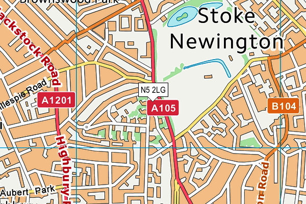 N5 2LG map - OS VectorMap District (Ordnance Survey)