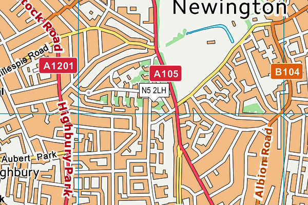 N5 2LH map - OS VectorMap District (Ordnance Survey)