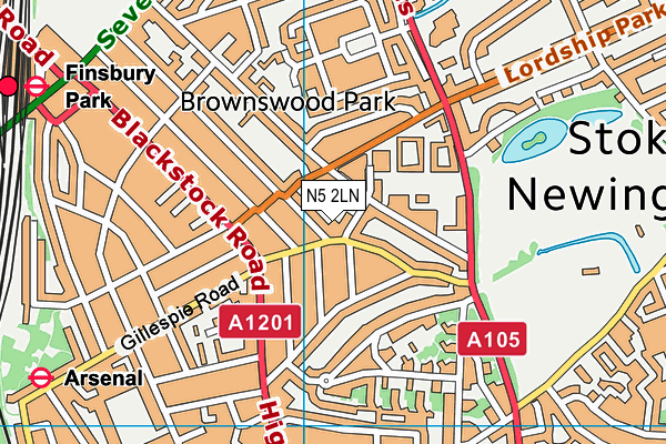 N5 2LN map - OS VectorMap District (Ordnance Survey)