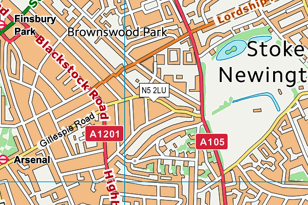 N5 2LU map - OS VectorMap District (Ordnance Survey)