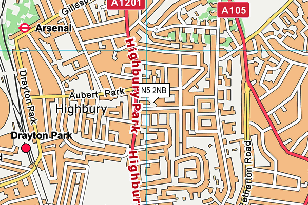 N5 2NB map - OS VectorMap District (Ordnance Survey)