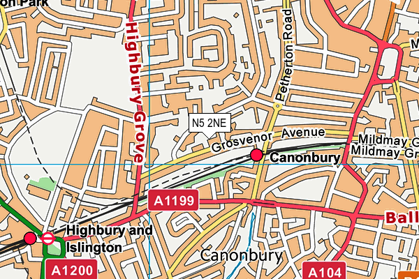 N5 2NE map - OS VectorMap District (Ordnance Survey)