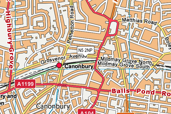 N5 2NP map - OS VectorMap District (Ordnance Survey)