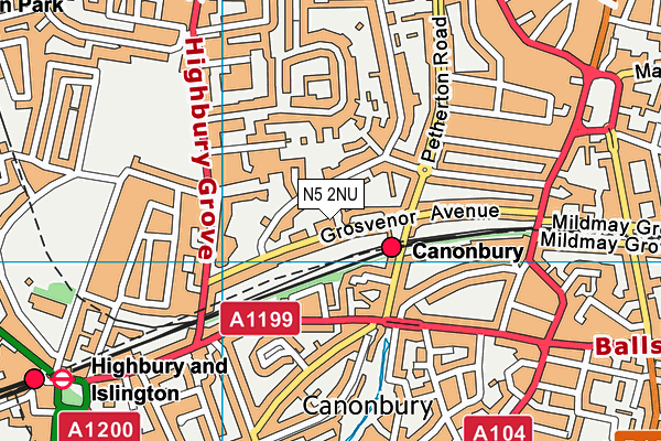 N5 2NU map - OS VectorMap District (Ordnance Survey)