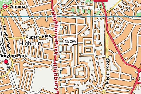 N5 2PA map - OS VectorMap District (Ordnance Survey)