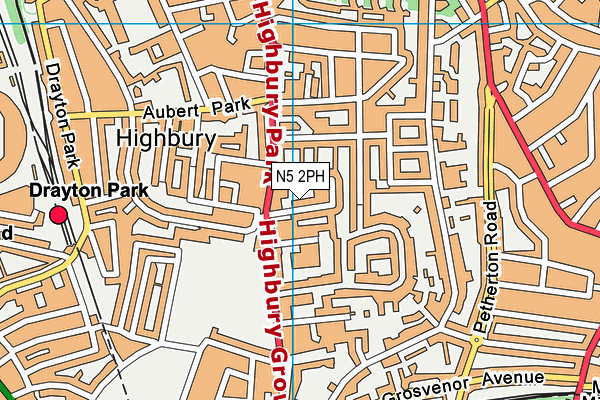 N5 2PH map - OS VectorMap District (Ordnance Survey)