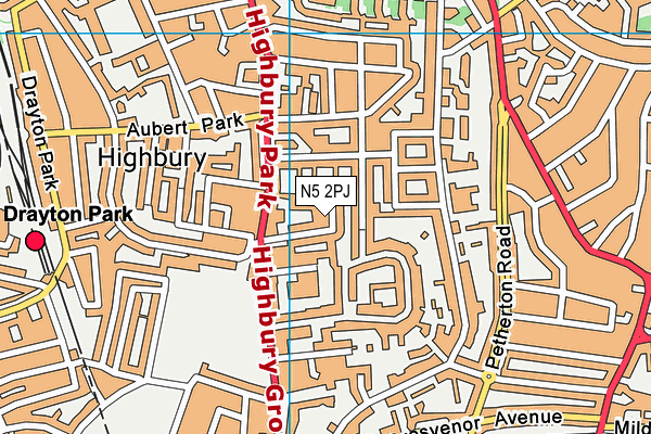 N5 2PJ map - OS VectorMap District (Ordnance Survey)