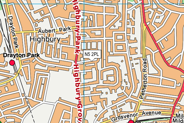 N5 2PL map - OS VectorMap District (Ordnance Survey)