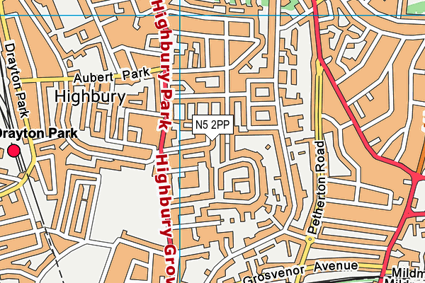 N5 2PP map - OS VectorMap District (Ordnance Survey)