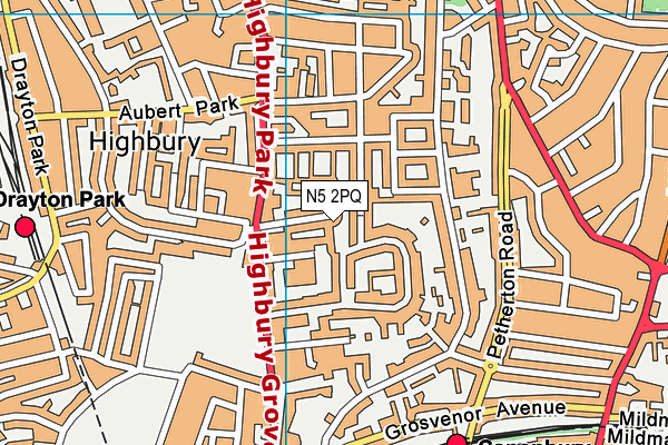 N5 2PQ map - OS VectorMap District (Ordnance Survey)