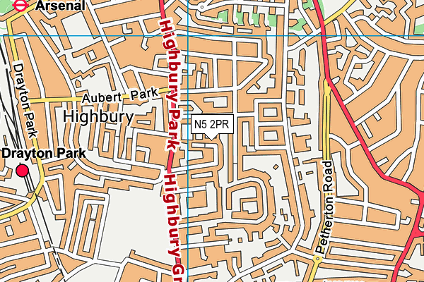 N5 2PR map - OS VectorMap District (Ordnance Survey)