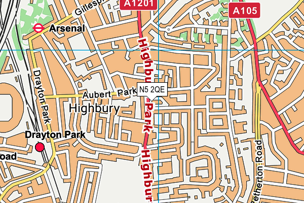 N5 2QE map - OS VectorMap District (Ordnance Survey)