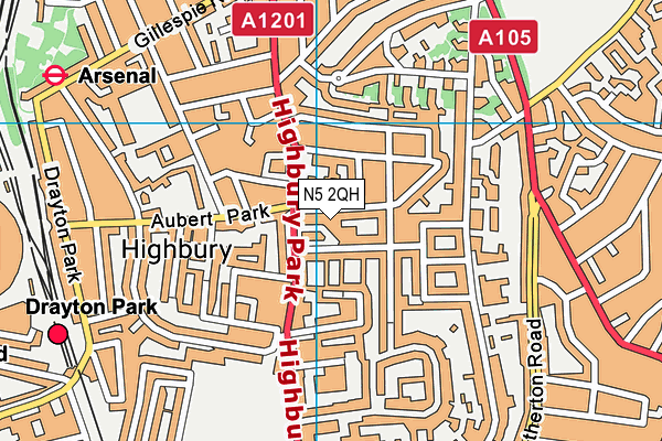 N5 2QH map - OS VectorMap District (Ordnance Survey)