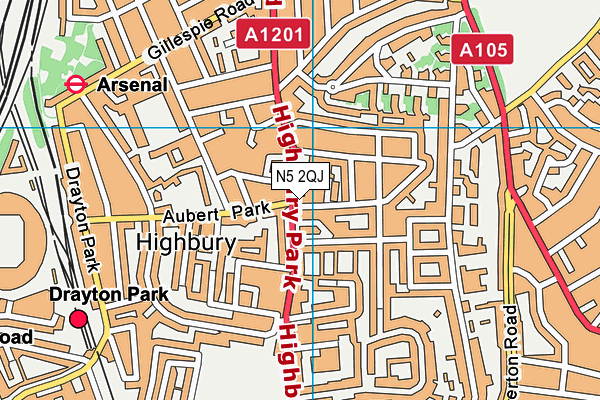 N5 2QJ map - OS VectorMap District (Ordnance Survey)