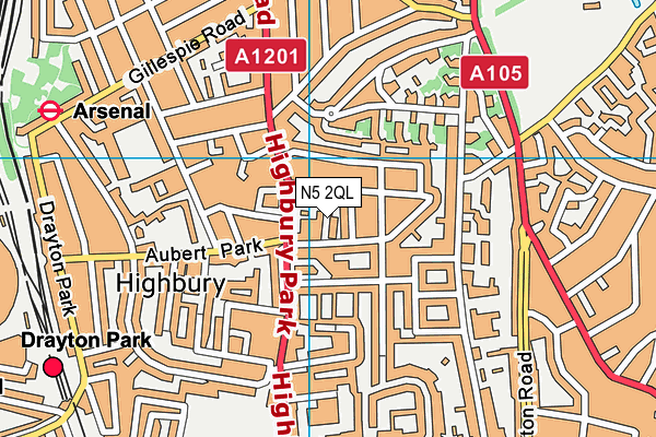 N5 2QL map - OS VectorMap District (Ordnance Survey)