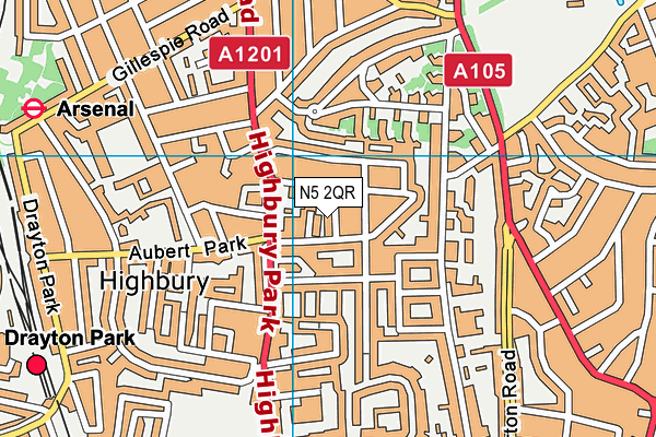 N5 2QR map - OS VectorMap District (Ordnance Survey)