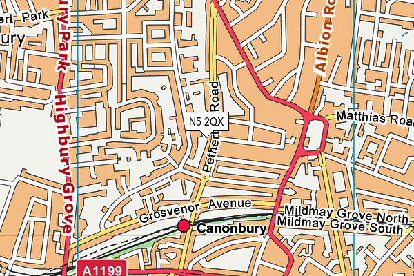 N5 2QX map - OS VectorMap District (Ordnance Survey)