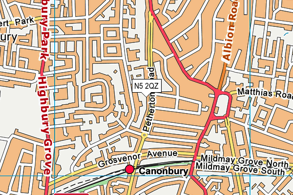 N5 2QZ map - OS VectorMap District (Ordnance Survey)