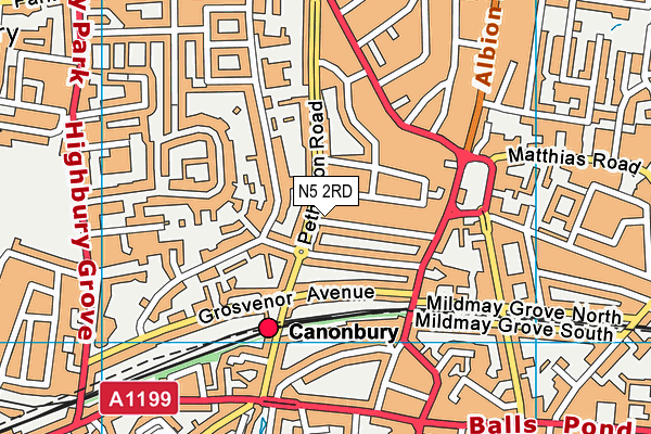 N5 2RD map - OS VectorMap District (Ordnance Survey)