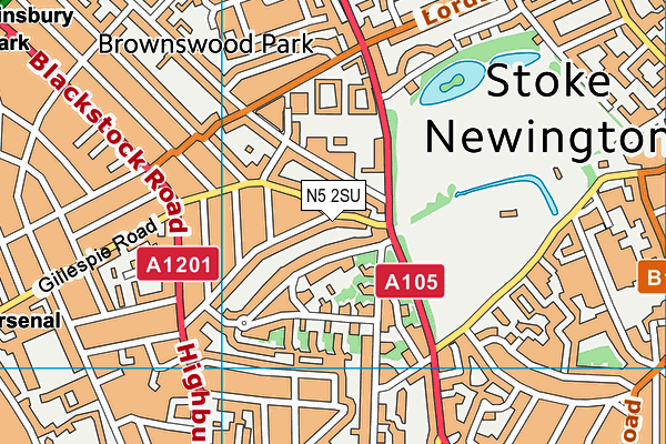 N5 2SU map - OS VectorMap District (Ordnance Survey)