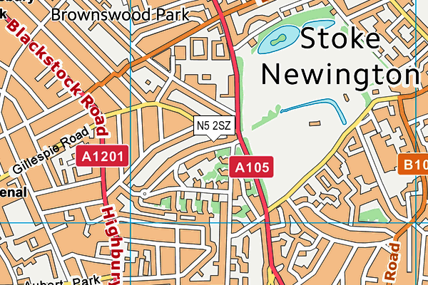 N5 2SZ map - OS VectorMap District (Ordnance Survey)