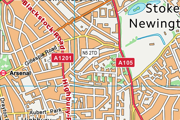 N5 2TD map - OS VectorMap District (Ordnance Survey)