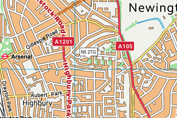 N5 2TG map - OS VectorMap District (Ordnance Survey)