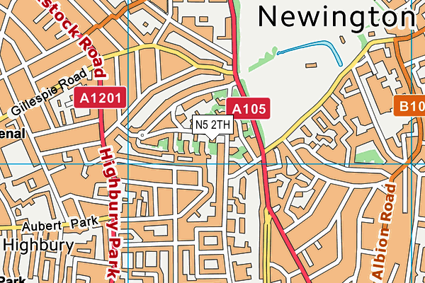 N5 2TH map - OS VectorMap District (Ordnance Survey)