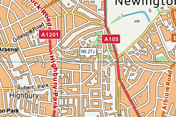 N5 2TJ map - OS VectorMap District (Ordnance Survey)