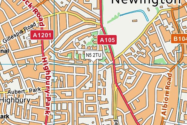 N5 2TU map - OS VectorMap District (Ordnance Survey)