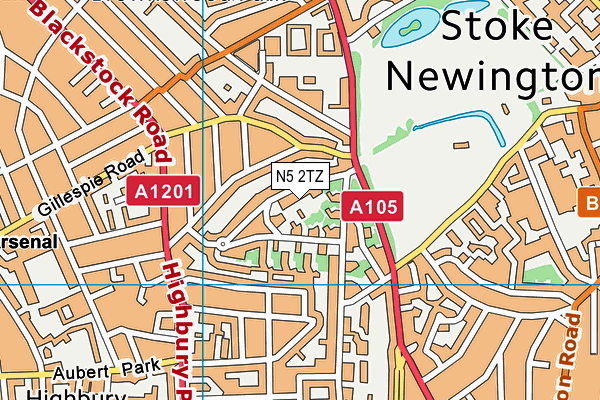 N5 2TZ map - OS VectorMap District (Ordnance Survey)