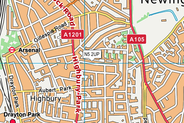 N5 2UP map - OS VectorMap District (Ordnance Survey)