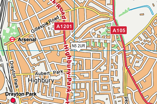 N5 2UR map - OS VectorMap District (Ordnance Survey)