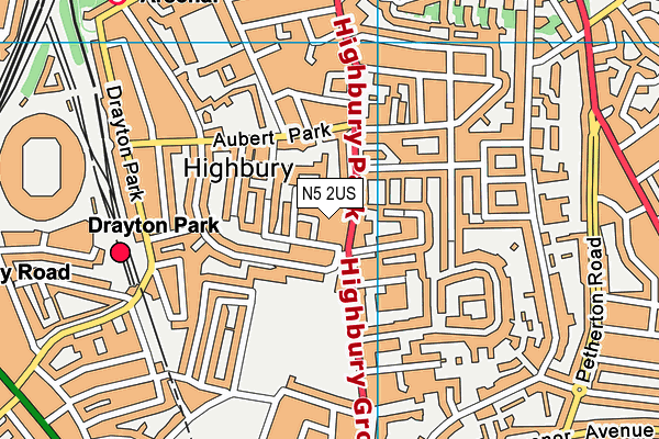 N5 2US map - OS VectorMap District (Ordnance Survey)