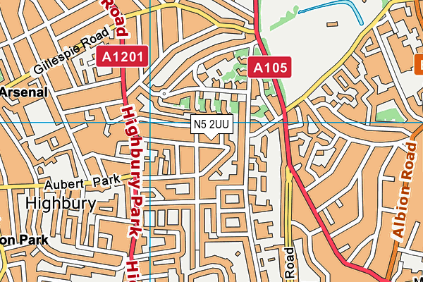 N5 2UU map - OS VectorMap District (Ordnance Survey)