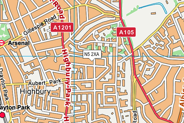 N5 2XA map - OS VectorMap District (Ordnance Survey)