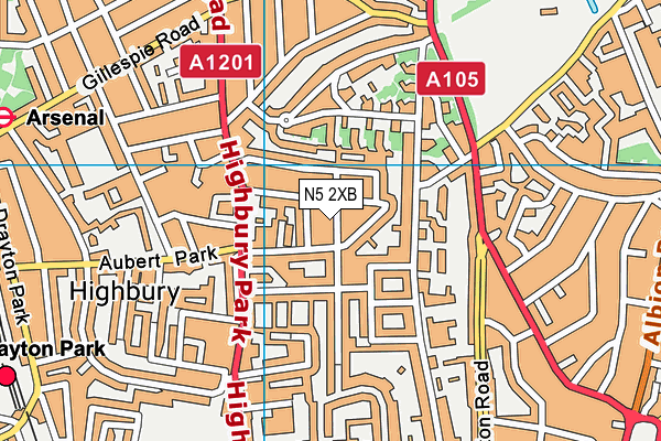 N5 2XB map - OS VectorMap District (Ordnance Survey)