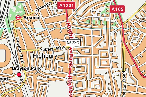 N5 2XG map - OS VectorMap District (Ordnance Survey)