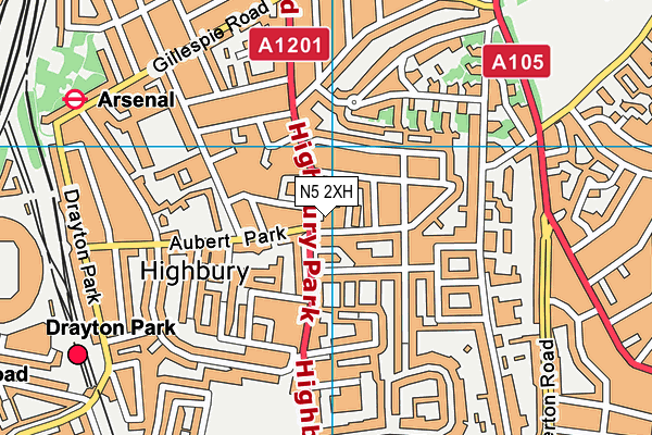 N5 2XH map - OS VectorMap District (Ordnance Survey)